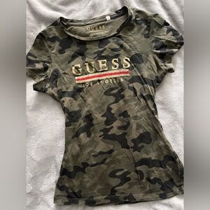 GUESS Green and Black Camo Tee